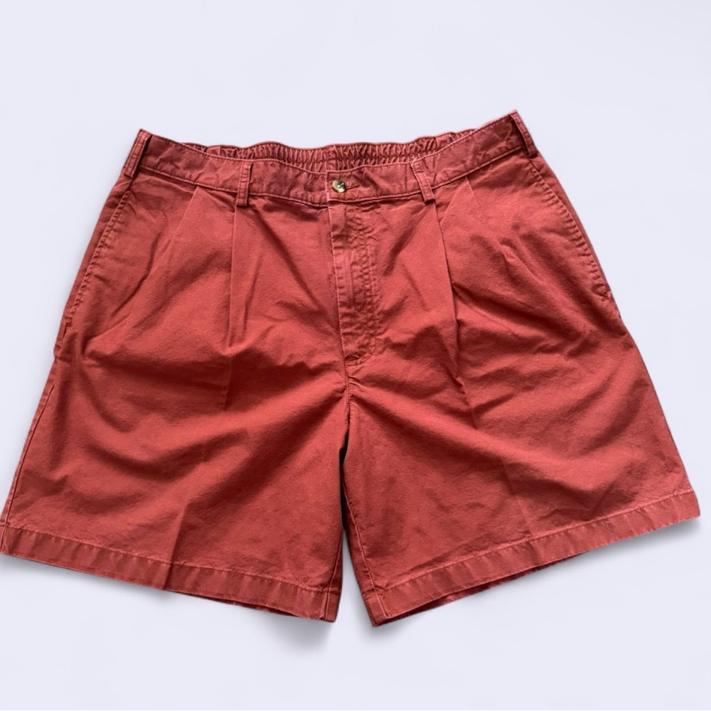L.L. Bean Tropic Weight Cotton Shorts‎ Men's 38 Brick Red Pleated Classic Fit